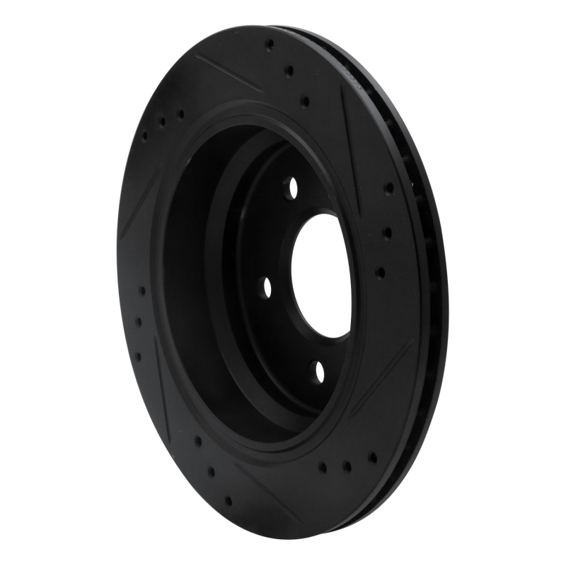 BMW 525I Brake Rotor (1) - Rear Left - R1 Concepts - Drilled & Slotted - Black - `96-`03